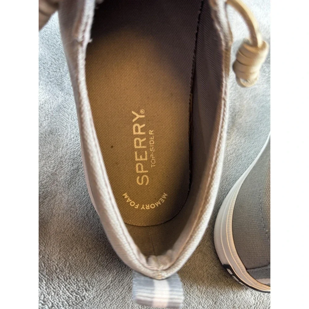 Sperry Shoes Womens Size 7 Gray Canvas Memory Foam Top-Sider Casual STS99042